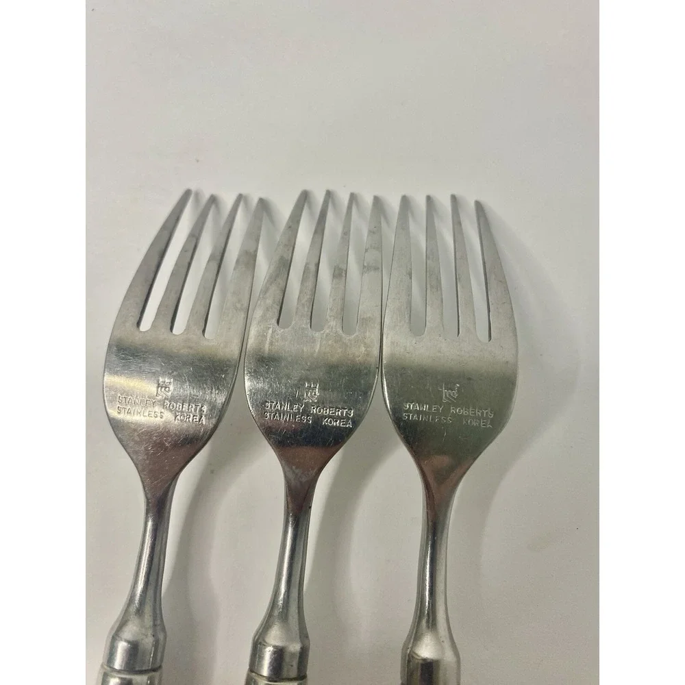 3 Stanley Roberts Spectrum Mauve Handle Flatware Dinner Forks Replacements